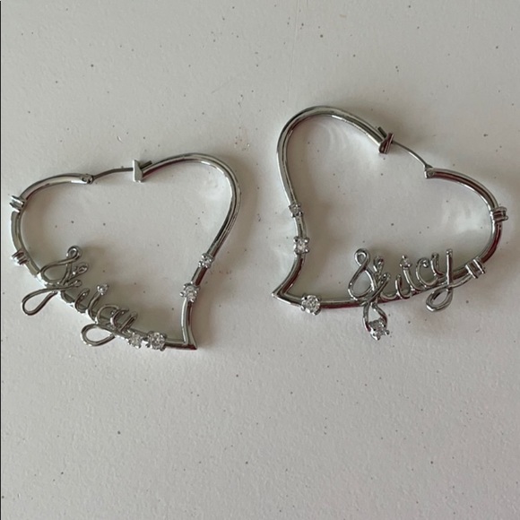 Y2K Juicy Couture Silver Heart hoop earrings - Picture 9 of 9